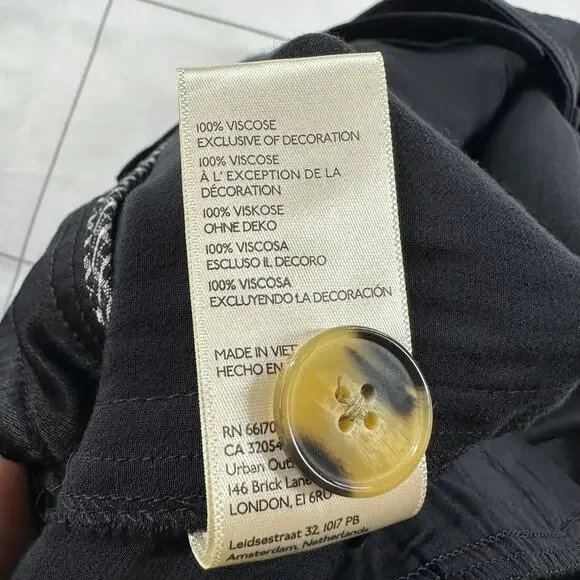 Anthropologie Pants Womens 12 Black Satin Wide Leg Cargo Edgy Contemporary Party - Picture 5 of 12